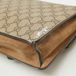 Pre Owned Gucci Beige GG Supreme Canvas and Suede Mini Dionysus Shoulder Bag