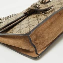 Pre Owned Gucci Beige GG Supreme Canvas and Suede Mini Dionysus Shoulder Bag