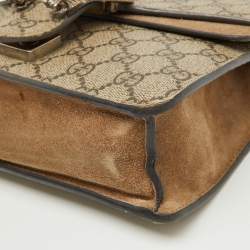 Pre Owned Gucci Beige GG Supreme Canvas and Suede Mini Dionysus Shoulder Bag
