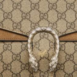 Pre Owned Gucci Beige GG Supreme Canvas and Suede Mini Dionysus Shoulder Bag