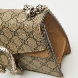 Pre Owned Gucci Beige GG Supreme Canvas and Suede Mini Dionysus Shoulder Bag