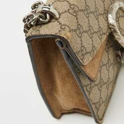 Pre Owned Gucci Beige GG Supreme Canvas and Suede Mini Dionysus Shoulder Bag