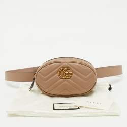 مملوكة مسبقًا Gucci Beige Matelasse Leather GG Marmont Belt Bag