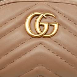 مملوكة مسبقًا Gucci Beige Matelasse Leather GG Marmont Belt Bag
