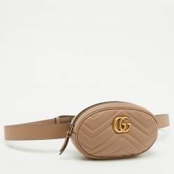 �مملوكة مسبقًا Gucci Beige Matelasse Leather GG Marmont Belt Bag