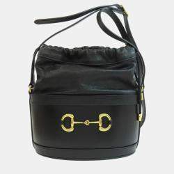 Pre Owned Gucci Leather Horsebit Bucket Shoulder Bag