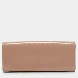 Pre Owned Gucci Beige Microguccissima Patent Leather Broadway Clutch