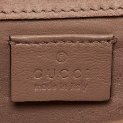 Pre Owned Gucci Beige Microguccissima Patent Leather Broadway Clutch