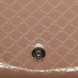 Pre Owned Gucci Beige Microguccissima Patent Leather Broadway Clutch