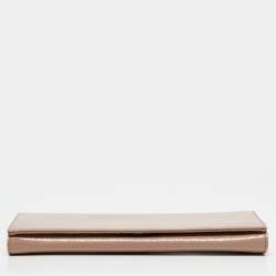 Pre Owned Gucci Beige Microguccissima Patent Leather Broadway Clutch