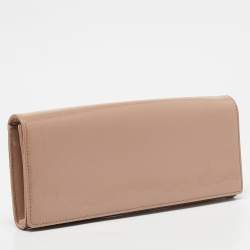 Pre Owned Gucci Beige Microguccissima Patent Leather Broadway Clutch