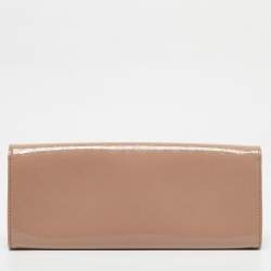 Pre Owned Gucci Beige Microguccissima Patent Leather Broadway Clutch