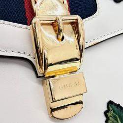  Gucci Multicolor White Leather Sylvie Top Handle Bag