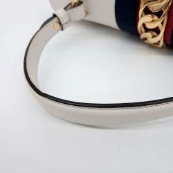  Gucci Multicolor White Leather Sylvie Top Handle Bag