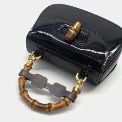 Pre Owned Gucci Black Leather  Patent 1947 Mini Top Handle Bag