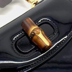 Pre Owned Gucci Black Leather  Patent 1947 Mini Top Handle Bag