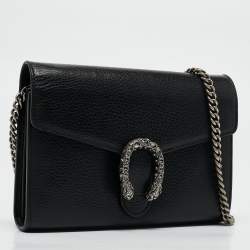 Pre Owned Gucci Black Leather Mini Dionysus Shoulder Bag