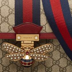 Gucci Red/Beige GG Supreme Canvas Small Queen Margaret Top Handle Bag