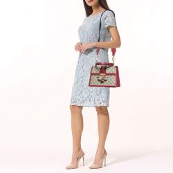 Gucci Red/Beige GG Supreme Canvas Small Queen Margaret Top Handle Bag