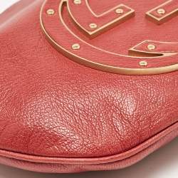 Pre Owned Gucci Dark Red Leather Blondie Logo Hobo