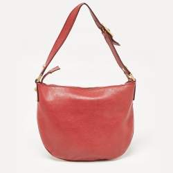 Pre Owned Gucci Dark Red Leather Blondie Logo Hobo