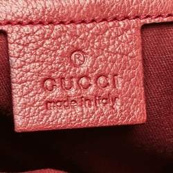Pre Owned Gucci Dark Red Leather Blondie Logo Hobo