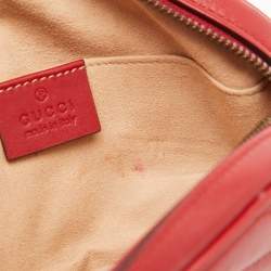 Gucci Red Matelassé Leather GG Marmont Belt Bag