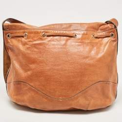 Pre Owned Gucci Brown Leather Tattoo Heart Tribeca Messenger Flap Bag