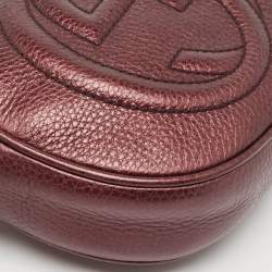 Pre Owned Gucci Metallic Burgundy Leather Mini Soho Disco Chain Crossbody Bag