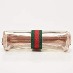 Pre Owned Gucci Light Pink Leather and PVC Mini Ophidia Crossbody Bag