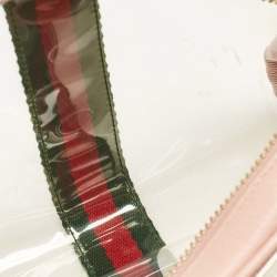 Pre Owned Gucci Light Pink Leather and PVC Mini Ophidia Crossbody Bag