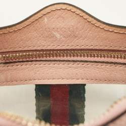 Pre Owned Gucci Light Pink Leather and PVC Mini Ophidia Crossbody Bag
