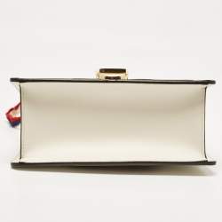 Pre Owned Gucci Off White Leather Mini Web Chain Sylvie Shoulder Bag