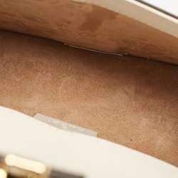 Pre Owned Gucci Off White Leather Mini Web Chain Sylvie Shoulder Bag