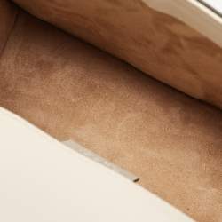 Pre Owned Gucci Off White Leather Mini Web Chain Sylvie Shoulder Bag