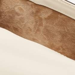 Pre Owned Gucci Off White Leather Mini Web Chain Sylvie Shoulder Bag