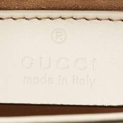Pre Owned Gucci Off White Leather Mini Web Chain Sylvie Shoulder Bag