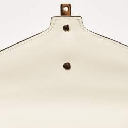 Pre Owned Gucci Off White Leather Mini Web Chain Sylvie Shoulder Bag