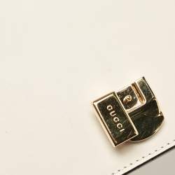 Pre Owned Gucci Off White Leather Mini Web Chain Sylvie Shoulder Bag