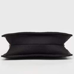 Pre Owned Gucci Black Canvas and Leather Metal Frame Tote