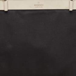 Pre Owned Gucci Black Canvas and Leather Metal Frame Tote