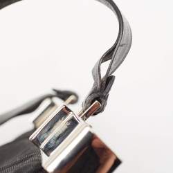 Pre Owned Gucci Black Canvas and Leather Metal Frame Tote