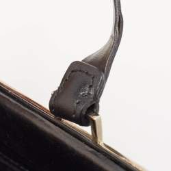 Pre Owned Gucci Black Canvas and Leather Metal Frame Tote