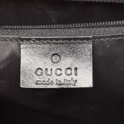 Pre Owned Gucci Black Canvas and Leather Metal Frame Tote