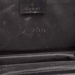 Pre Owned Gucci Black Canvas and Leather Metal Frame Tote