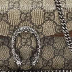 Pre Owned Gucci Beige GG Supreme Canvas and Suede Super Mini Dionysus Shoulder Bag