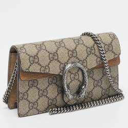 Pre Owned Gucci Beige GG Supreme Canvas and Suede Super Mini Dionysus Shoulder Bag