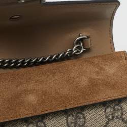 Pre Owned Gucci Beige GG Supreme Canvas and Suede Super Mini Dionysus Shoulder Bag
