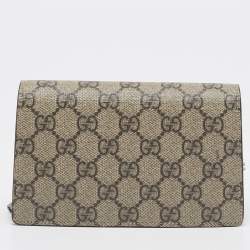 Pre Owned Gucci Beige GG Supreme Canvas and Suede Super Mini Dionysus Shoulder Bag