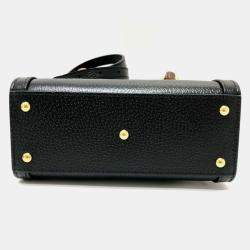 Pre Owned Gucci Black Leather Diana Bamboo Top Handle Bag